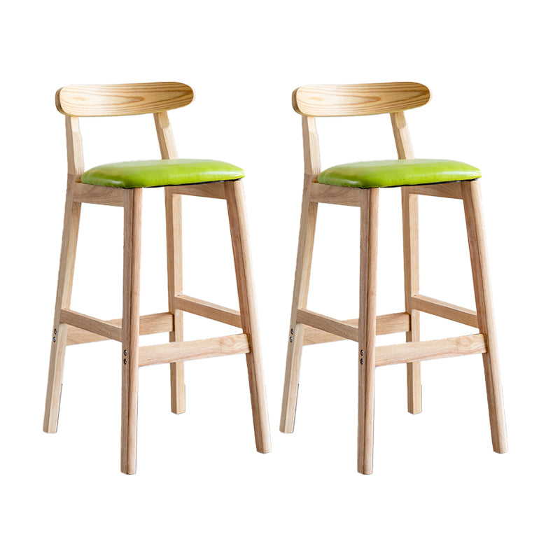 Industrial Backrest Armless Counter Stool Wood Cafe Bar Stool with Pedal and Cushion