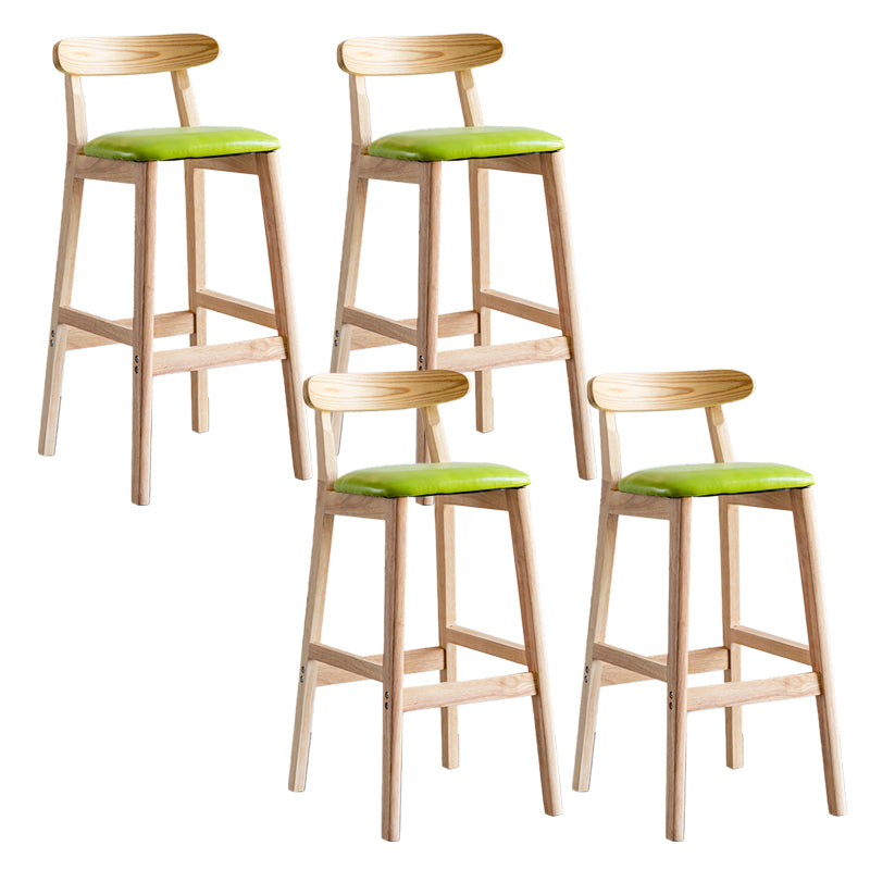 Industrial Backrest Armless Counter Stool Wood Cafe Bar Stool with Pedal and Cushion