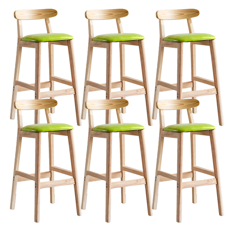 Industrial Backrest Armless Counter Stool Wood Cafe Bar Stool with Pedal and Cushion