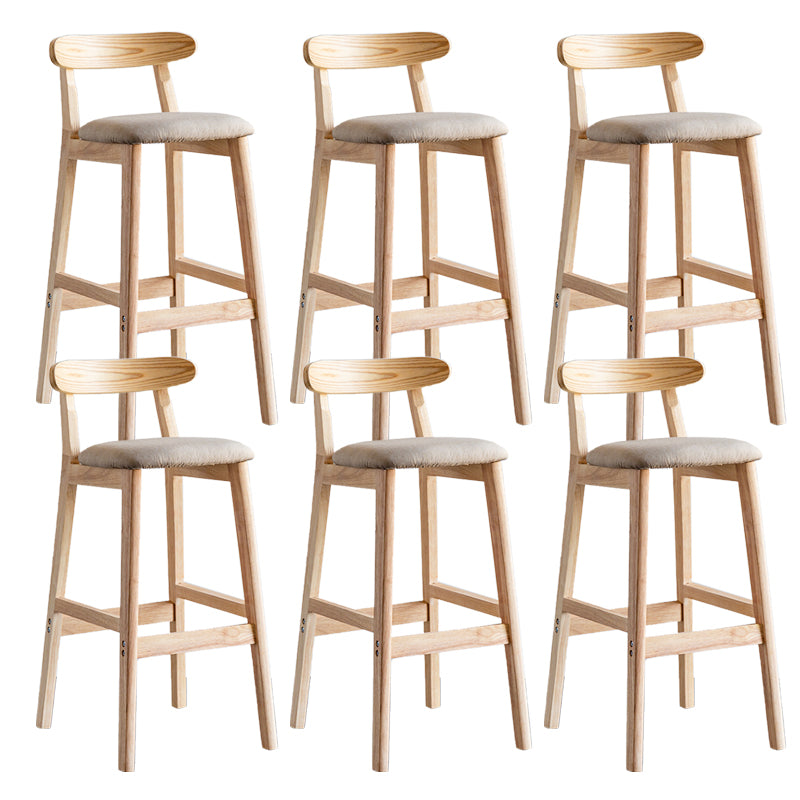 Industrial Backrest Armless Counter Stool Wood Cafe Bar Stool with Pedal and Cushion
