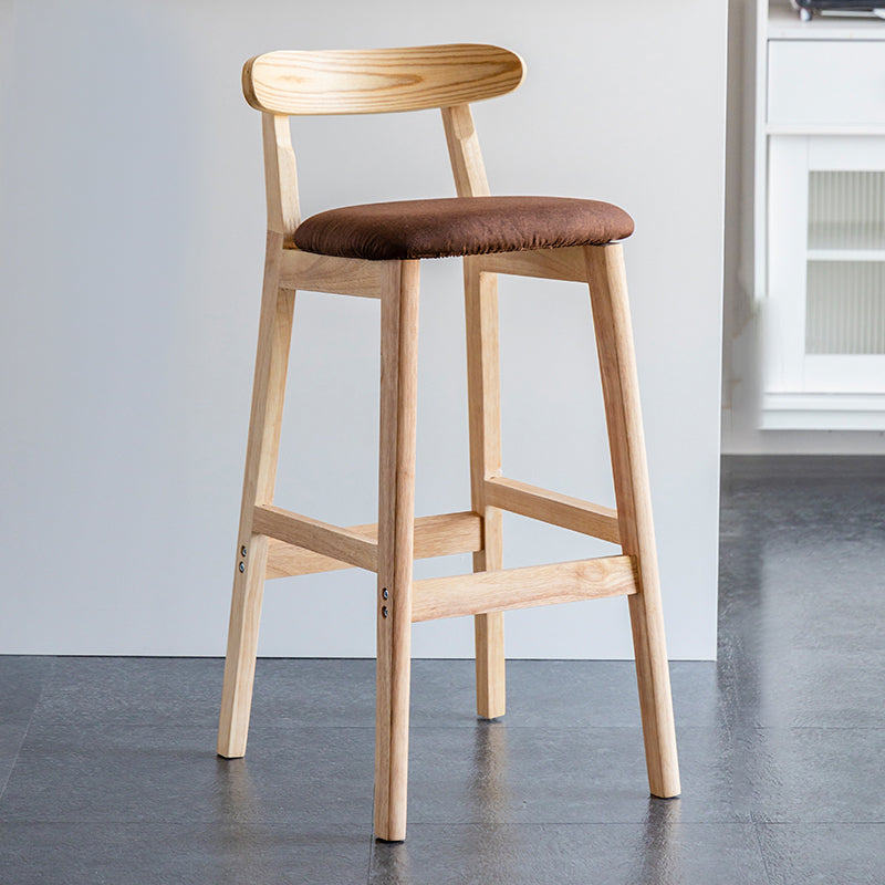 Industrial Backrest Armless Counter Stool Wood Cafe Bar Stool with Pedal and Cushion