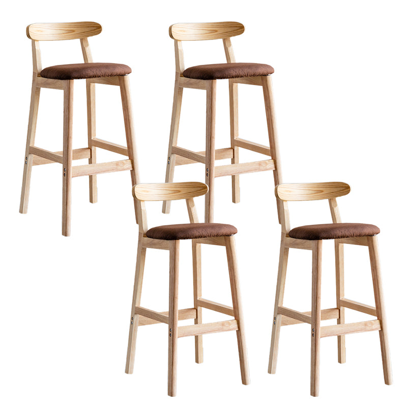 Industrial Backrest Armless Counter Stool Wood Cafe Bar Stool with Pedal and Cushion