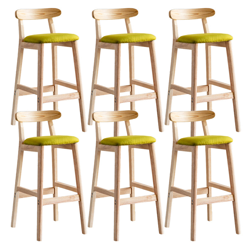 Industrial Backrest Armless Counter Stool Wood Cafe Bar Stool with Pedal and Cushion