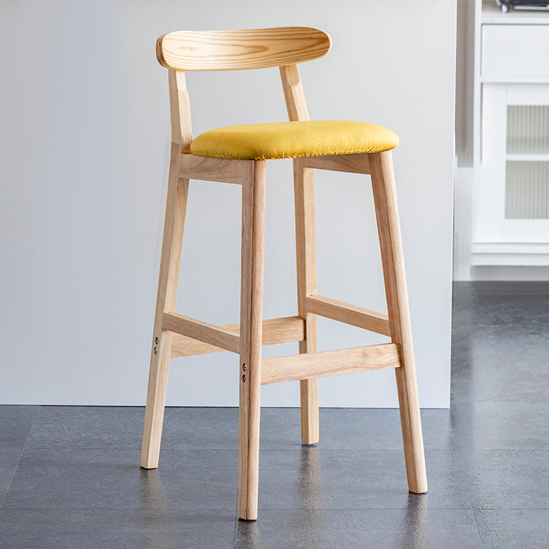 Industrial Backrest Armless Counter Stool Wood Cafe Bar Stool with Pedal and Cushion