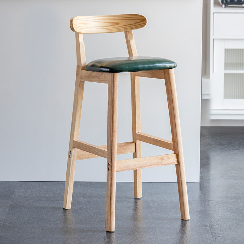 Industrial Backrest Armless Counter Stool Wood Cafe Bar Stool with Pedal and Cushion