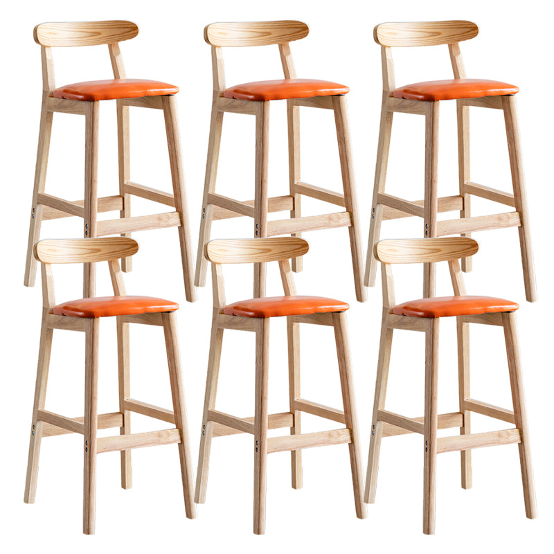 Industrial Backrest Armless Counter Stool Wood Cafe Bar Stool with Pedal and Cushion