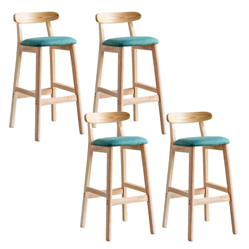 Industrial Backrest Armless Counter Stool Wood Cafe Bar Stool with Pedal and Cushion