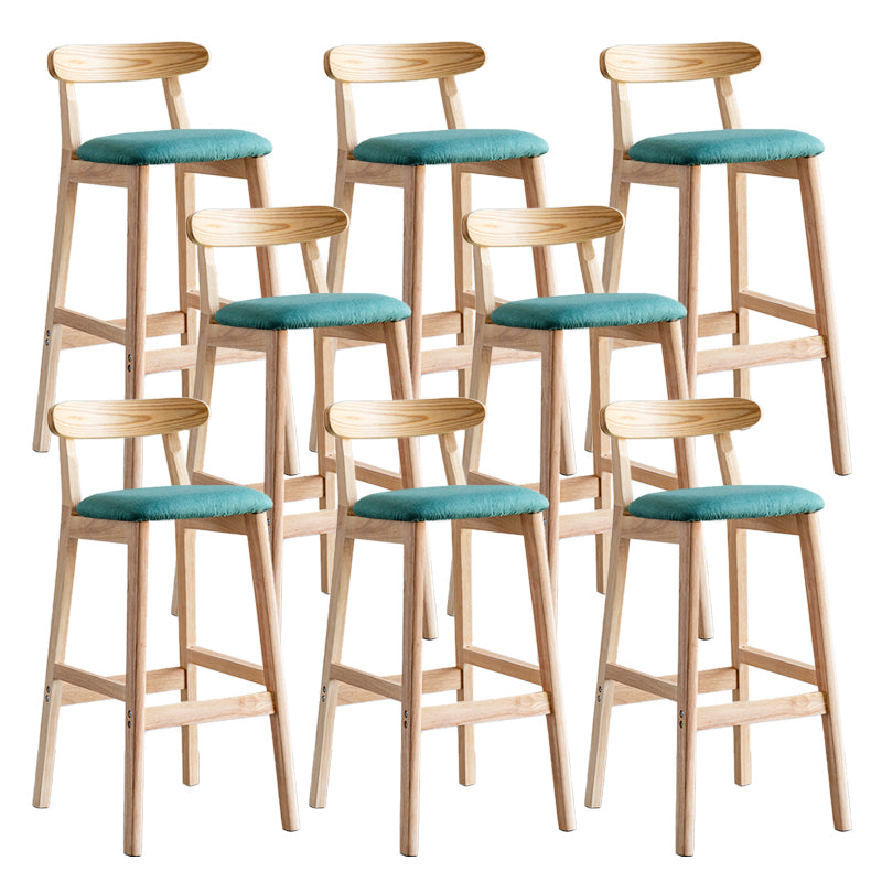 Industrial Backrest Armless Counter Stool Wood Cafe Bar Stool with Pedal and Cushion