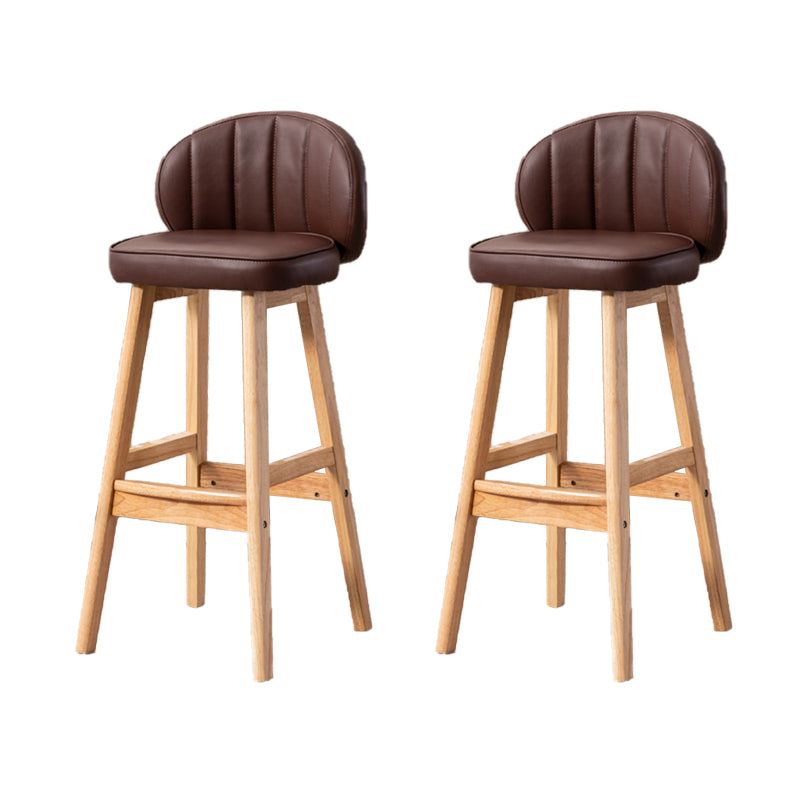 Industrial Solid Wood Bar Stools PU Leather Barstools with Low Back