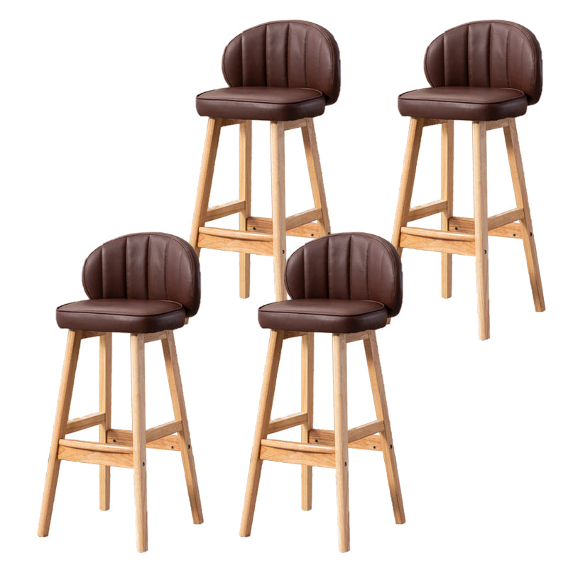 Industrial Solid Wood Bar Stools PU Leather Barstools with Low Back