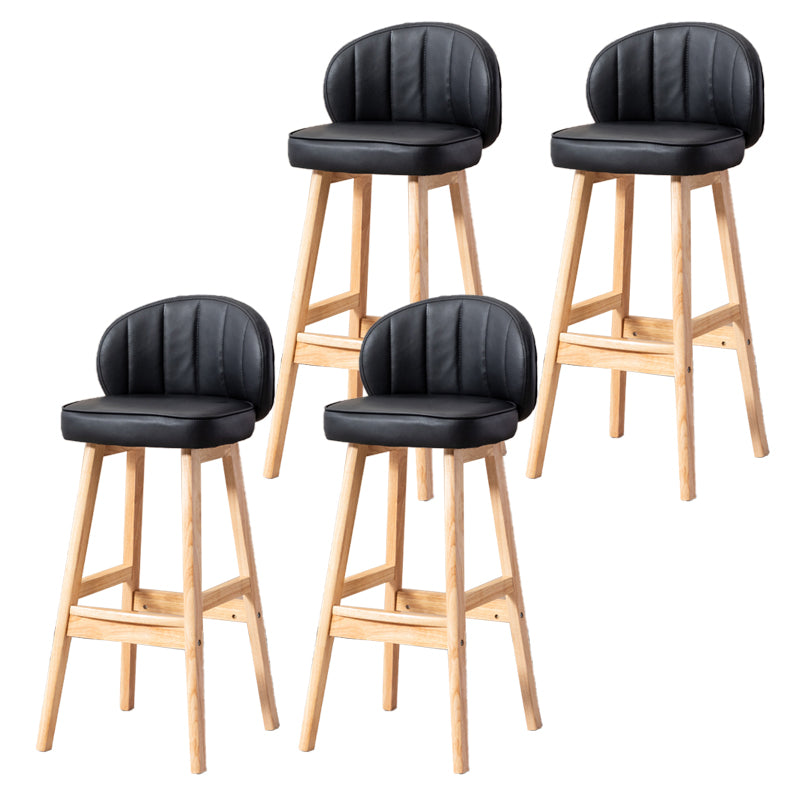 Industrial Solid Wood Bar Stools PU Leather Barstools with Low Back