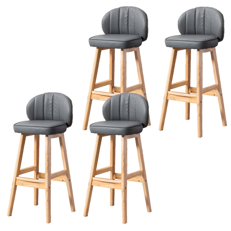 Industrial Solid Wood Bar Stools PU Leather Barstools with Low Back