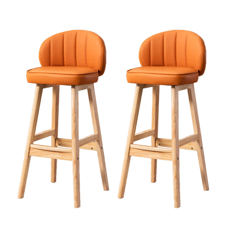 Industrial Solid Wood Bar Stools PU Leather Barstools with Low Back