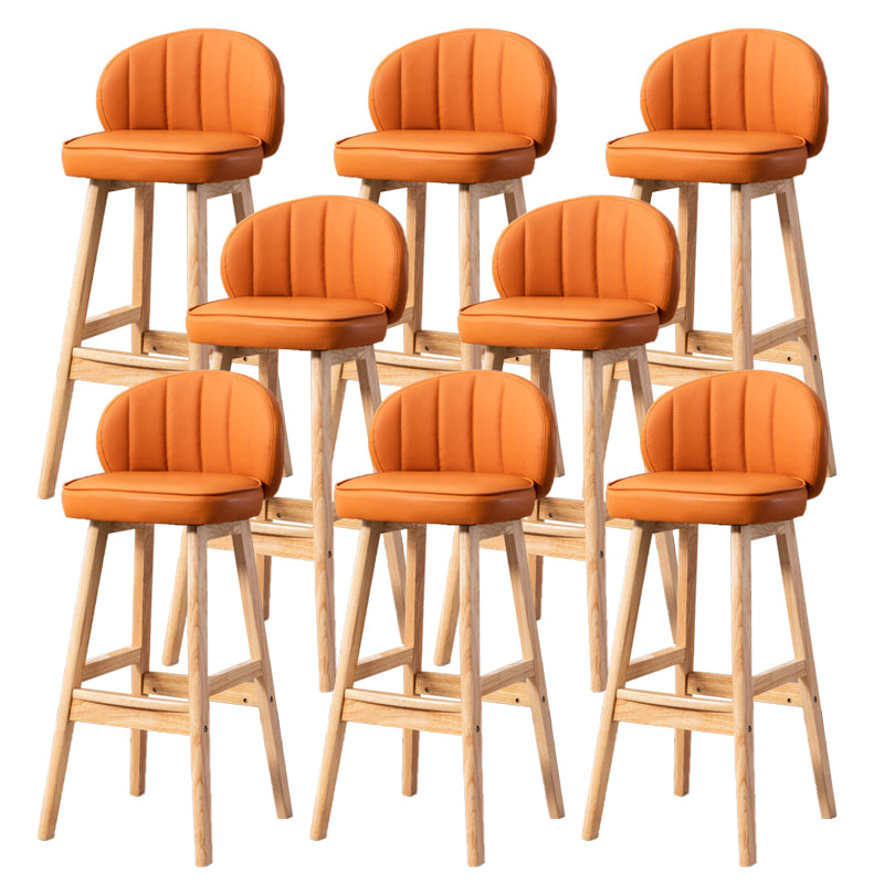 Industrial Solid Wood Bar Stools PU Leather Barstools with Low Back