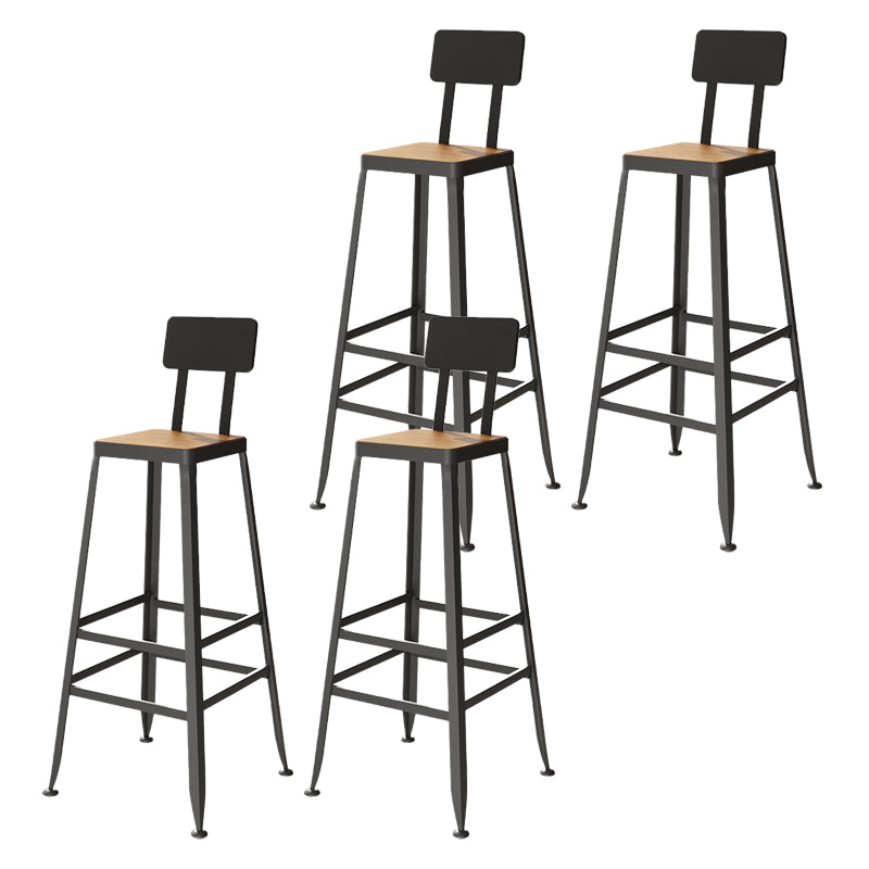 Industrial Metal Bar Stool Bar Height Armless Stool with Black Legs