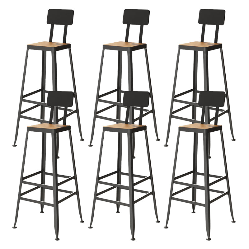 Industrial Metal Bar Stool Bar Height Armless Stool with Black Legs