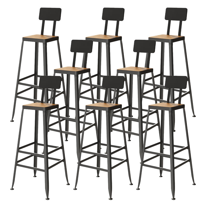 Industrial Metal Bar Stool Bar Height Armless Stool with Black Legs