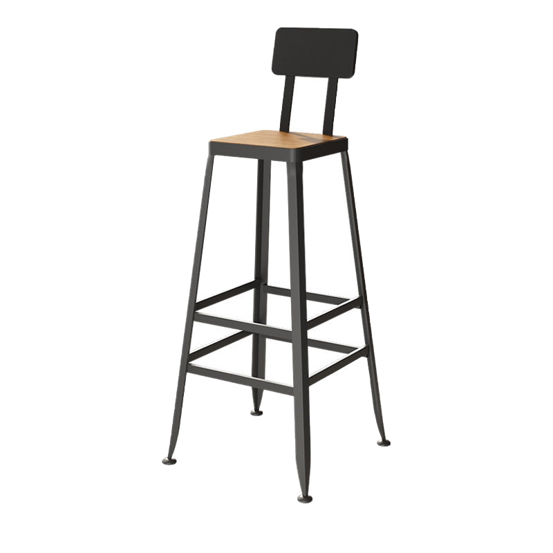 Industrial Metal Bar Stool Bar Height Armless Stool with Black Legs