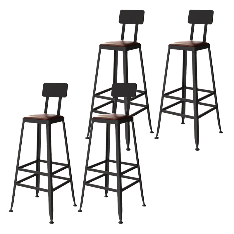 Industrial Metal Bar Stool Bar Height Armless Stool with Black Legs