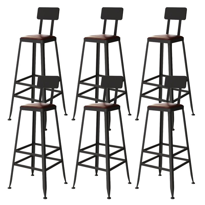 Industrial Metal Bar Stool Bar Height Armless Stool with Black Legs