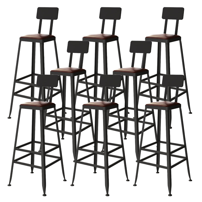 Industrial Metal Bar Stool Bar Height Armless Stool with Black Legs