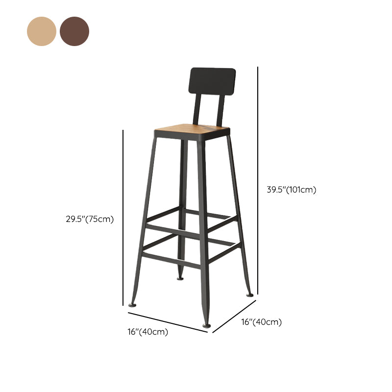 Industrial Metal Bar Stool Bar Height Armless Stool with Black Legs
