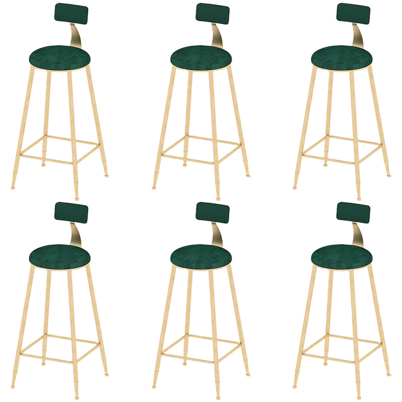 Low Back Dining Stools Round Upholstered Bar Stools with Footrest