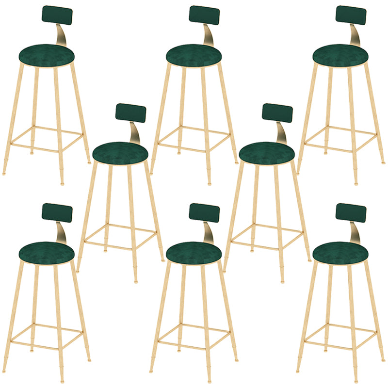 Low Back Dining Stools Round Upholstered Bar Stools with Footrest
