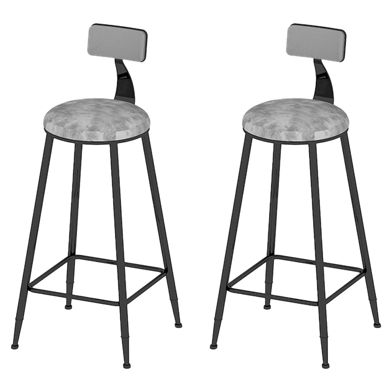 Low Back Dining Stools Round Upholstered Bar Stools with Footrest