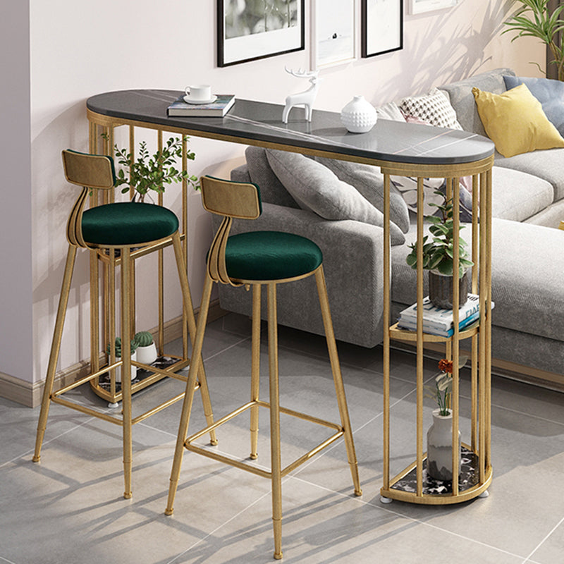 Low Back Dining Stools Round Upholstered Bar Stools with Footrest
