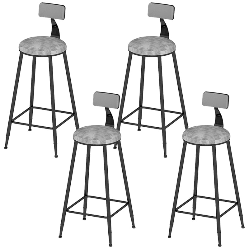 Low Back Dining Stools Round Upholstered Bar Stools with Footrest