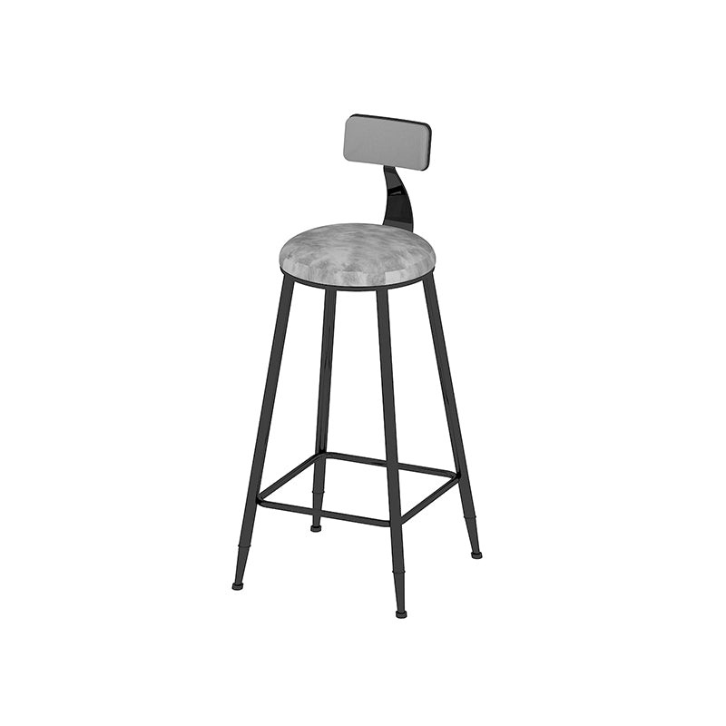 Low Back Dining Stools Round Upholstered Bar Stools with Footrest