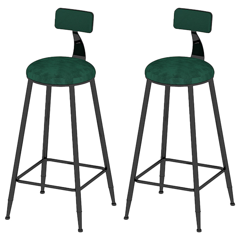 Low Back Dining Stools Round Upholstered Bar Stools with Footrest
