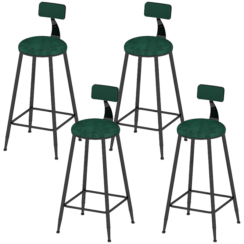 Low Back Dining Stools Round Upholstered Bar Stools with Footrest