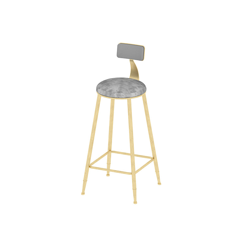 Low Back Dining Stools Round Upholstered Bar Stools with Footrest