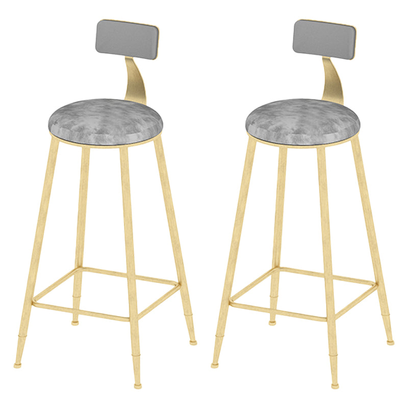 Low Back Dining Stools Round Upholstered Bar Stools with Footrest