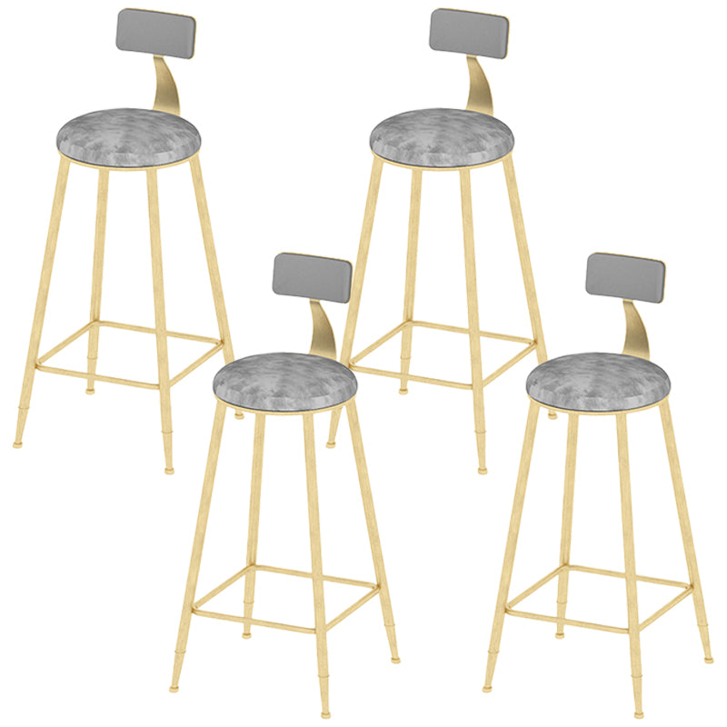 Low Back Dining Stools Round Upholstered Bar Stools with Footrest