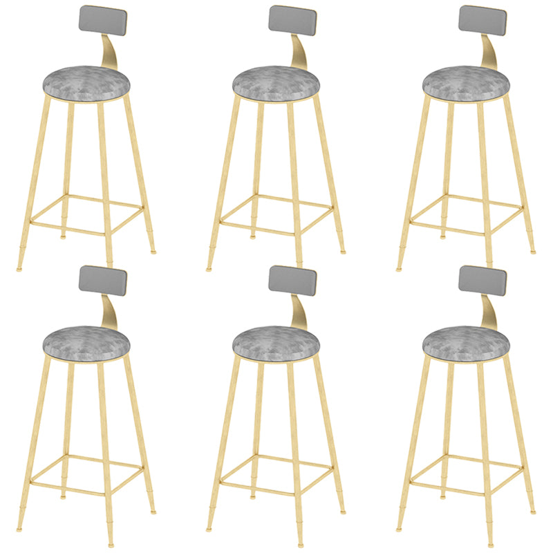 Low Back Dining Stools Round Upholstered Bar Stools with Footrest