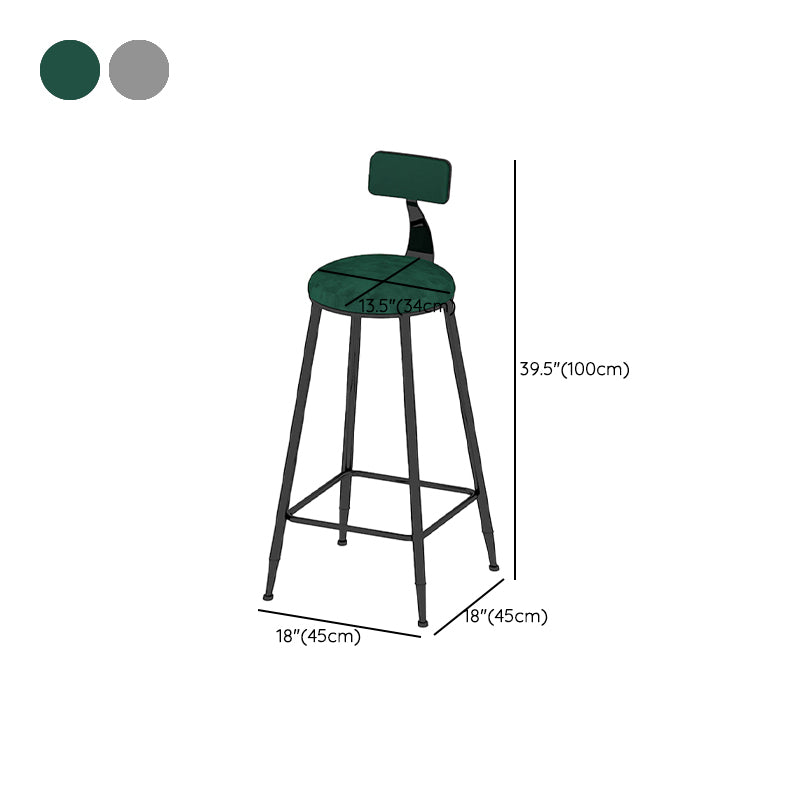Low Back Dining Stools Round Upholstered Bar Stools with Footrest