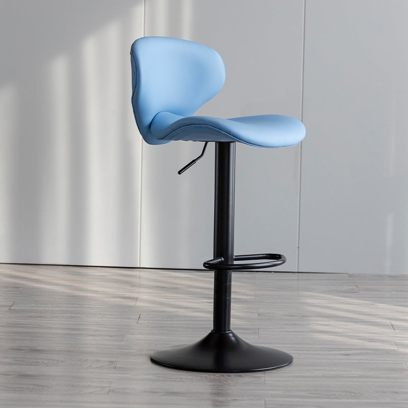Swivel Adjustable Height Bar Stool Industrial Faux Leather Bar Stool with Footrest