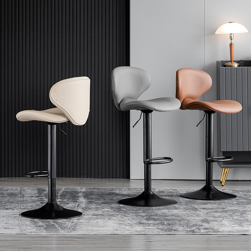 Swivel Adjustable Height Bar Stool Industrial Faux Leather Bar Stool with Footrest