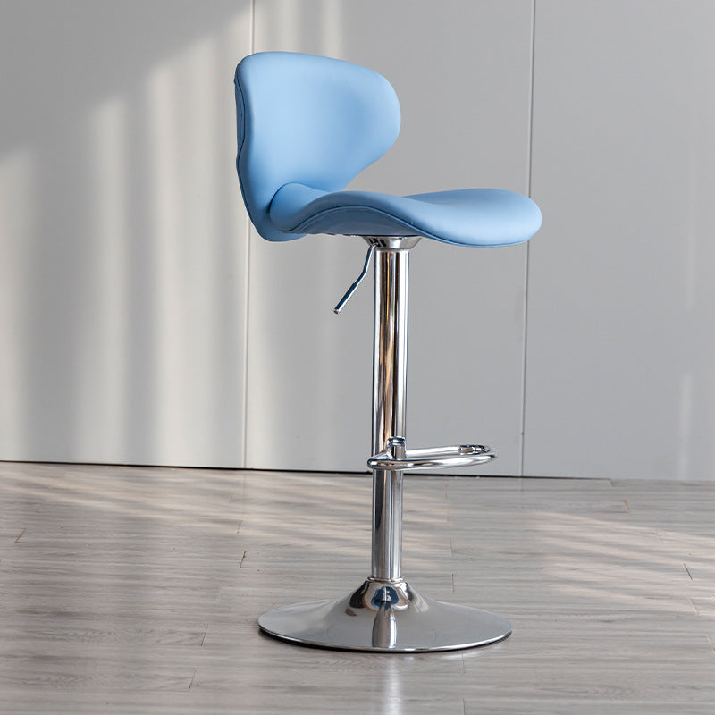 Swivel Adjustable Height Bar Stool Industrial Faux Leather Bar Stool with Footrest
