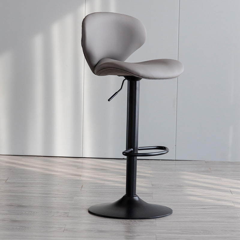 Swivel Adjustable Height Bar Stool Industrial Faux Leather Bar Stool with Footrest