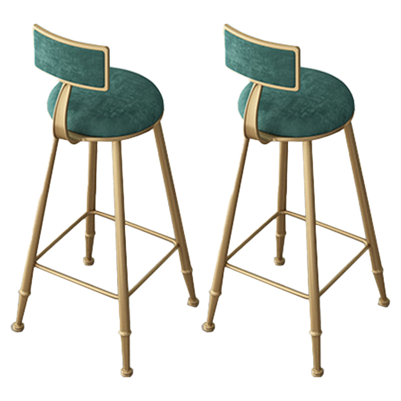 Glam Low Back Upholstered Dining Stools Round Bar Stools with Footrest