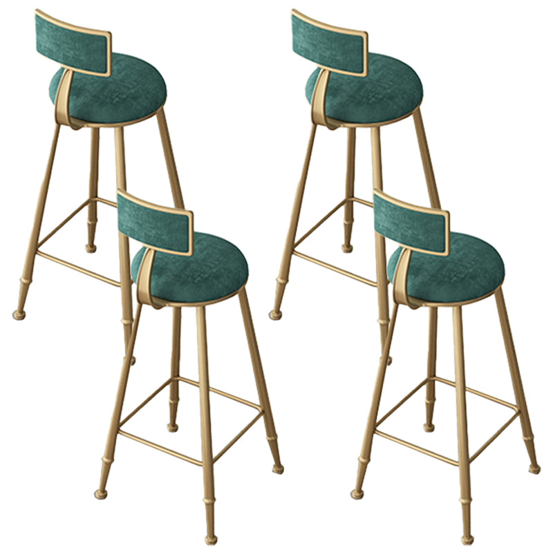 Glam Low Back Upholstered Dining Stools Round Bar Stools with Footrest