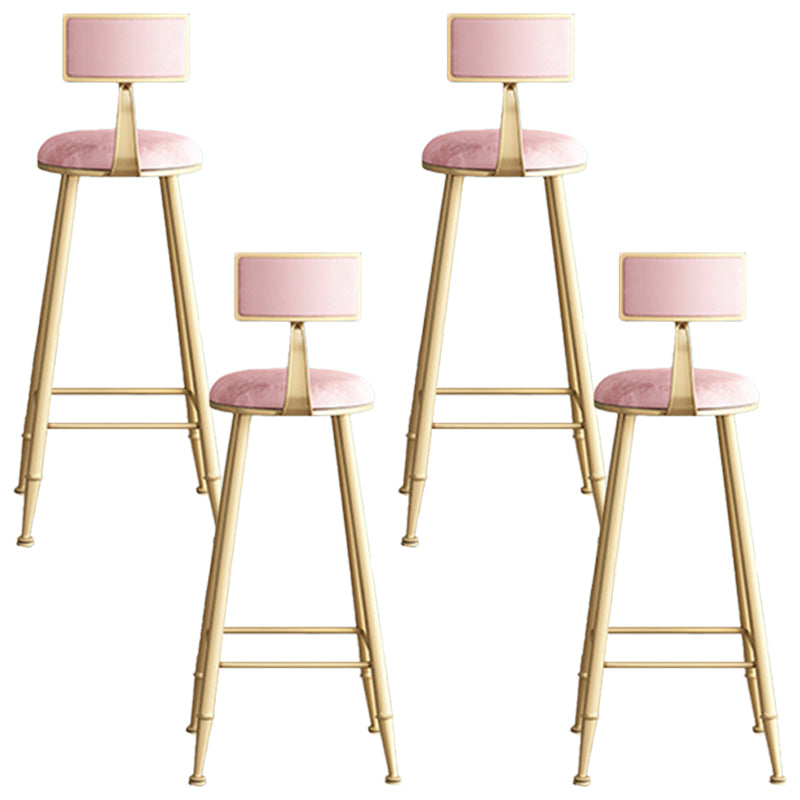 Glam Low Back Upholstered Dining Stools Round Bar Stools with Footrest