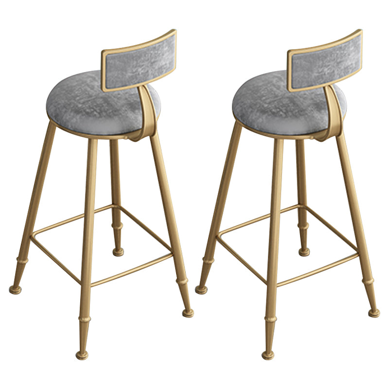 Glam Low Back Upholstered Dining Stools Round Bar Stools with Footrest