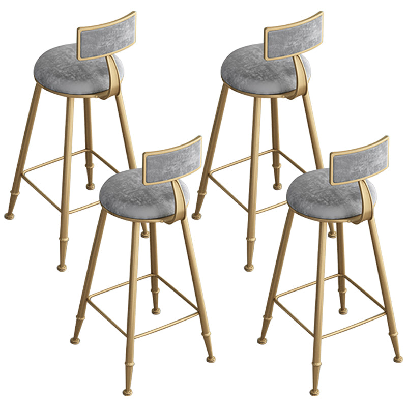 Glam Low Back Upholstered Dining Stools Round Bar Stools with Footrest