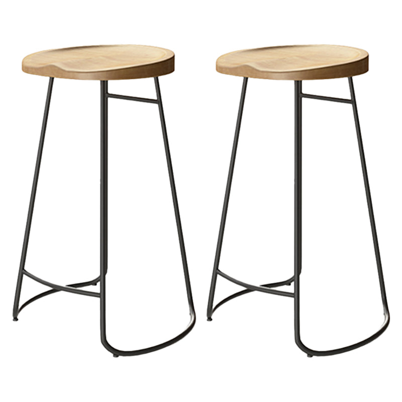 Modern Dining Stools Contoured Seat Bar Stools with Metal Base