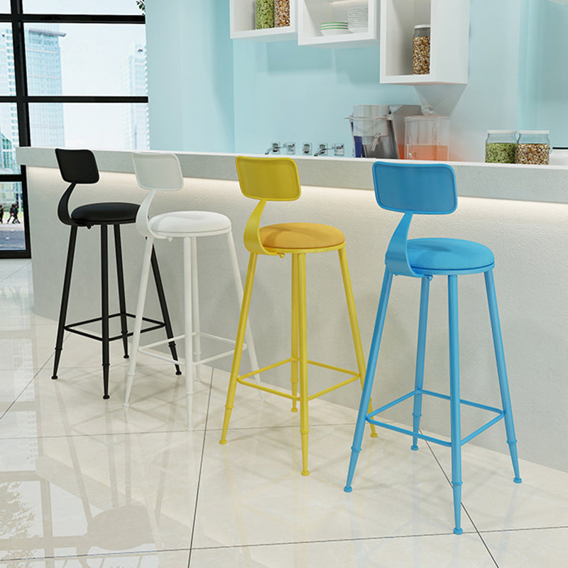 Industrial Iron Bar Stool Bar Height Armless Stool with Cushion